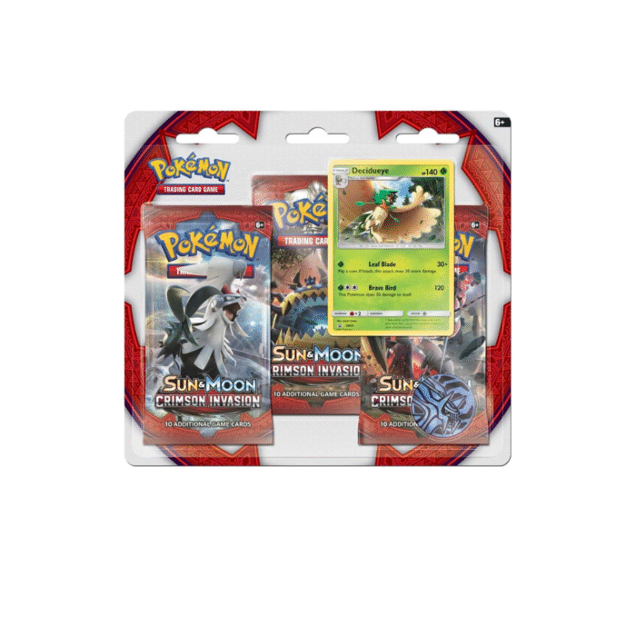 Pokémon TCG: Sun & Moon-Crimson Invasion 3 Booster Packs, Coin & Decidueye Promo Card Pokémon TCG: Sun & Moon-Crimson Invasion 3 Booster Packs, Coin & Decidueye Promo Card